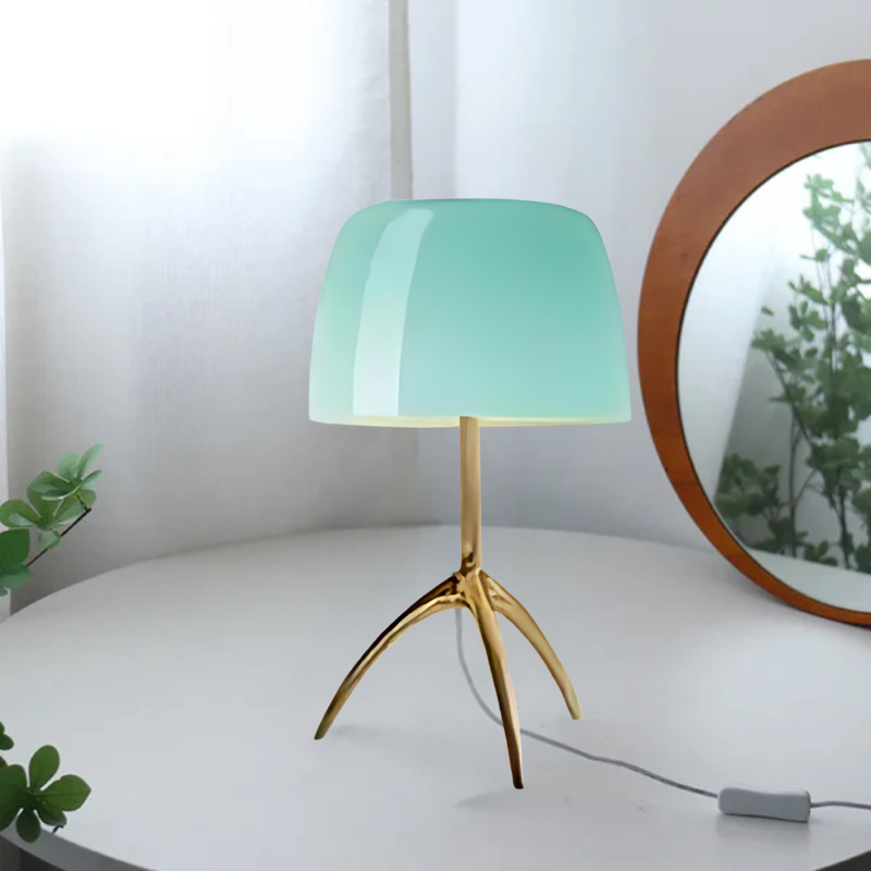 ColourElegance | Stijlvolle tafellamp van glas en roestvrij staal