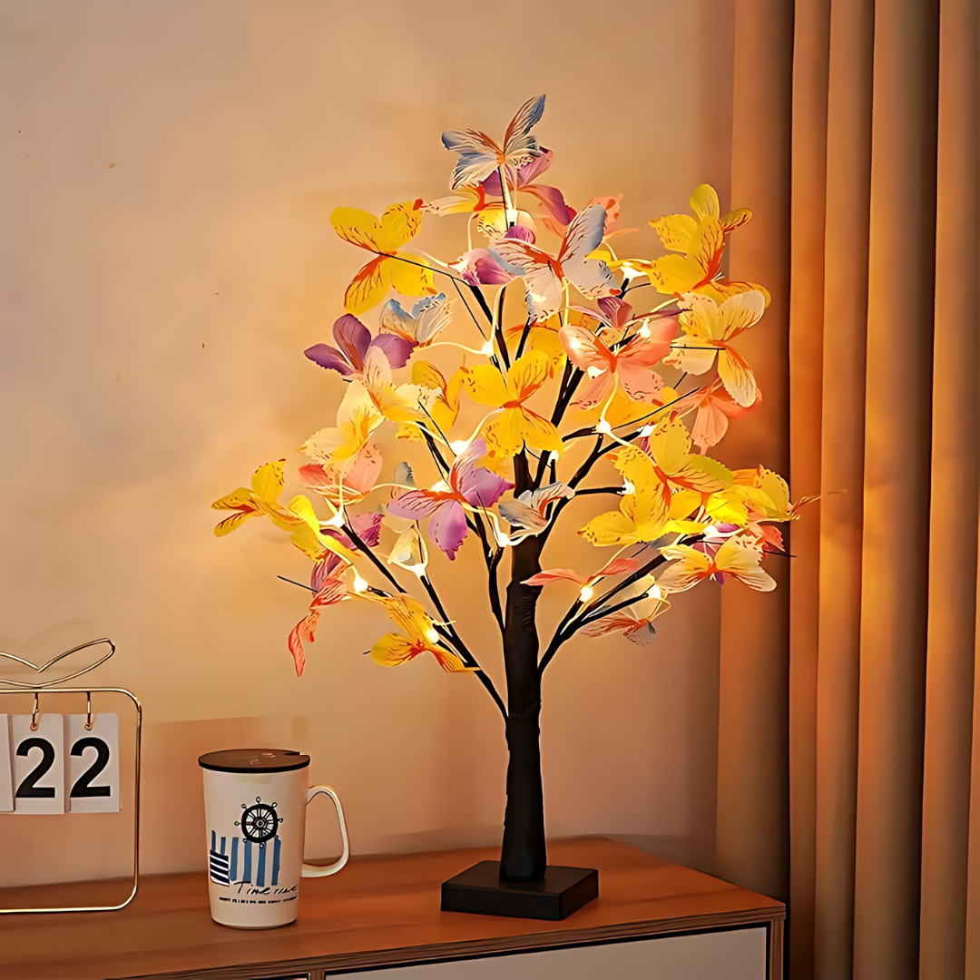 NaturLicht LED Tafellamp | Berkenboom Design met Kleurveranderende LED’s & USB/Batterijvoeding