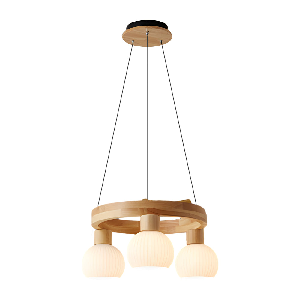Glisaro | Scandinavische Houten Kroonluchter met 3-Staps Dimfunctie