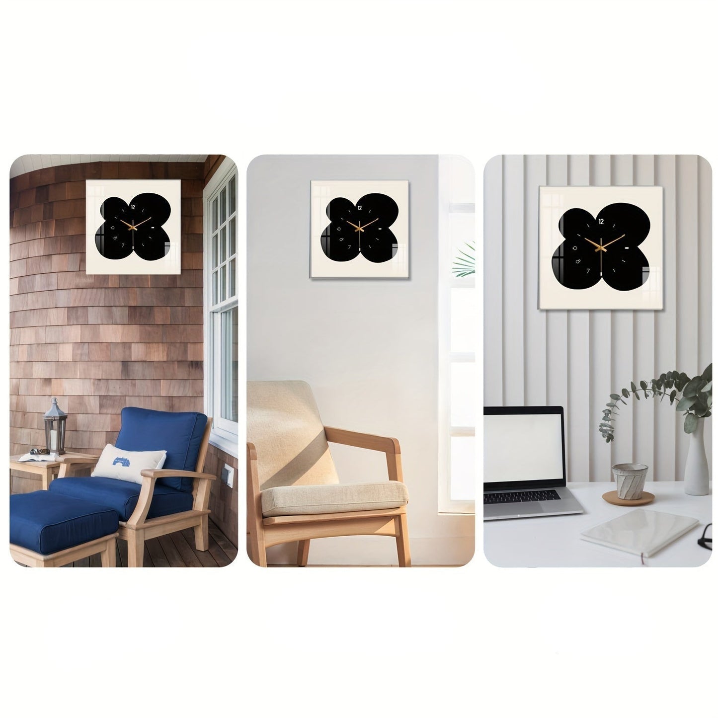 Celestia | Stille Vierkante Wandklok met Bloemenpatroon