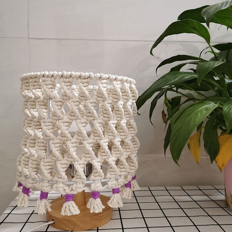 Rustiek nachtlampje van natuurlijk touw | Handgemaakte tafelverlichting