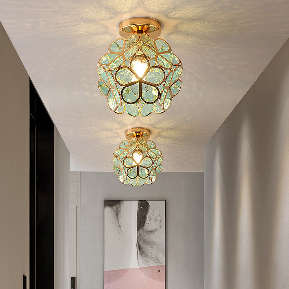 Design plafondverlichting met glazen hal in bloemenstijl