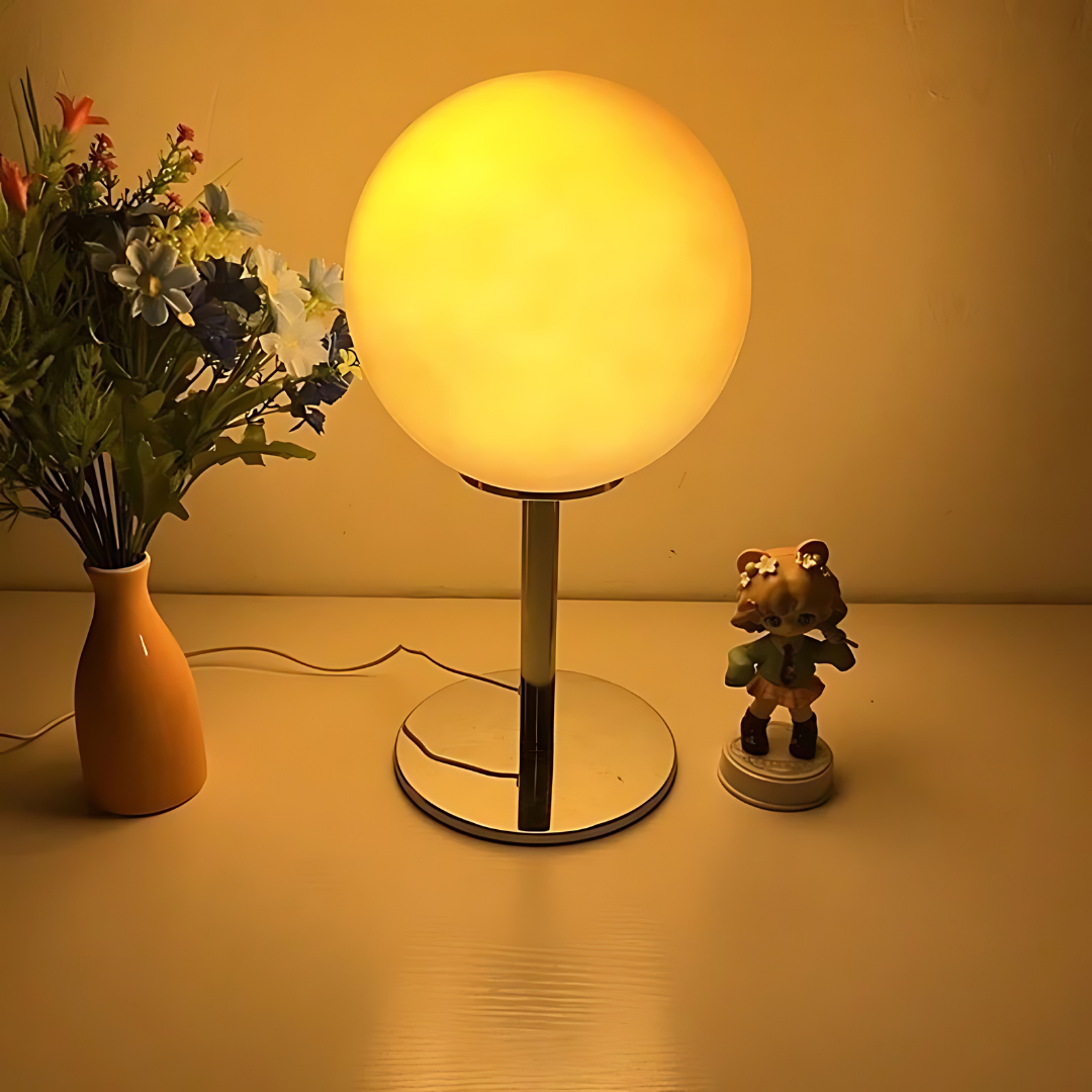 Leuchtelumia Globe Tafellamp | Elegante LED Lamp van Glas met Warm Wit Licht voor Slaapkamer & Woonkamer