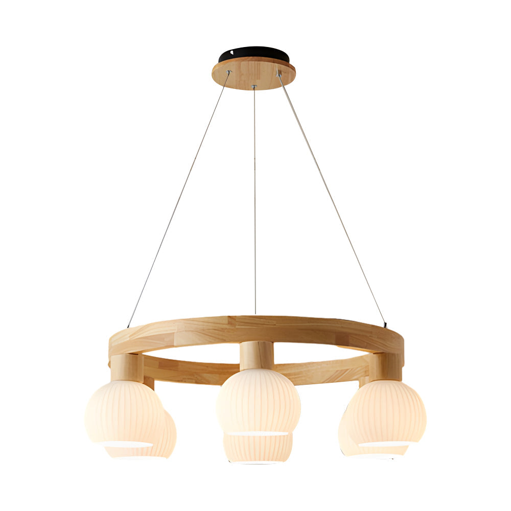 Glisaro | Scandinavische Houten Kroonluchter met 3-Staps Dimfunctie