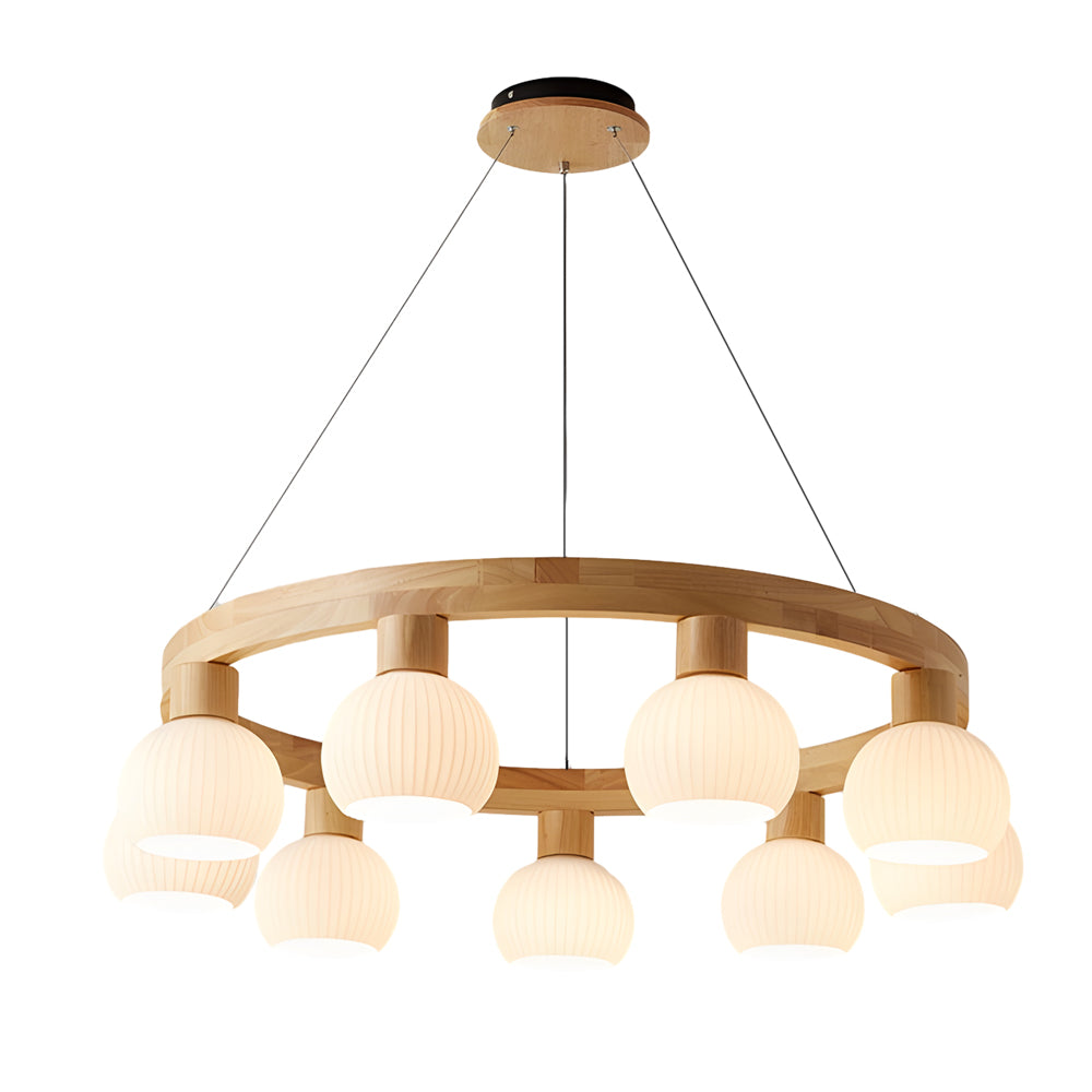 Glisaro | Scandinavische Houten Kroonluchter met 3-Staps Dimfunctie