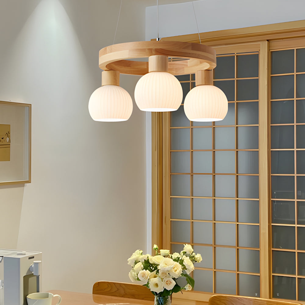 Glisaro | Scandinavische Houten Kroonluchter met 3-Staps Dimfunctie