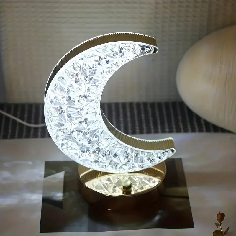 CrystalLume | Elegante en draagbare kristallen maan tafellamp