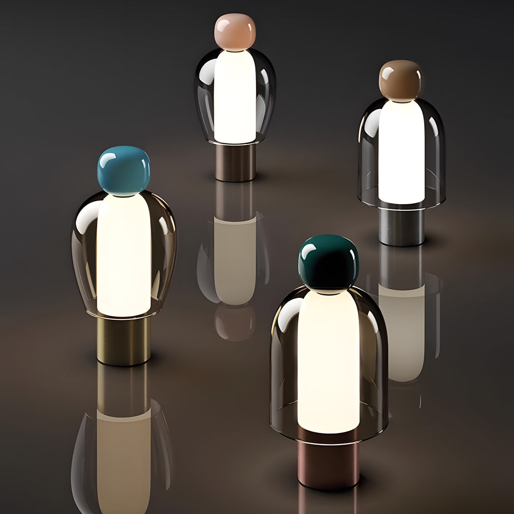 Moderne en draagbare dimbare tafellamp van helder glas