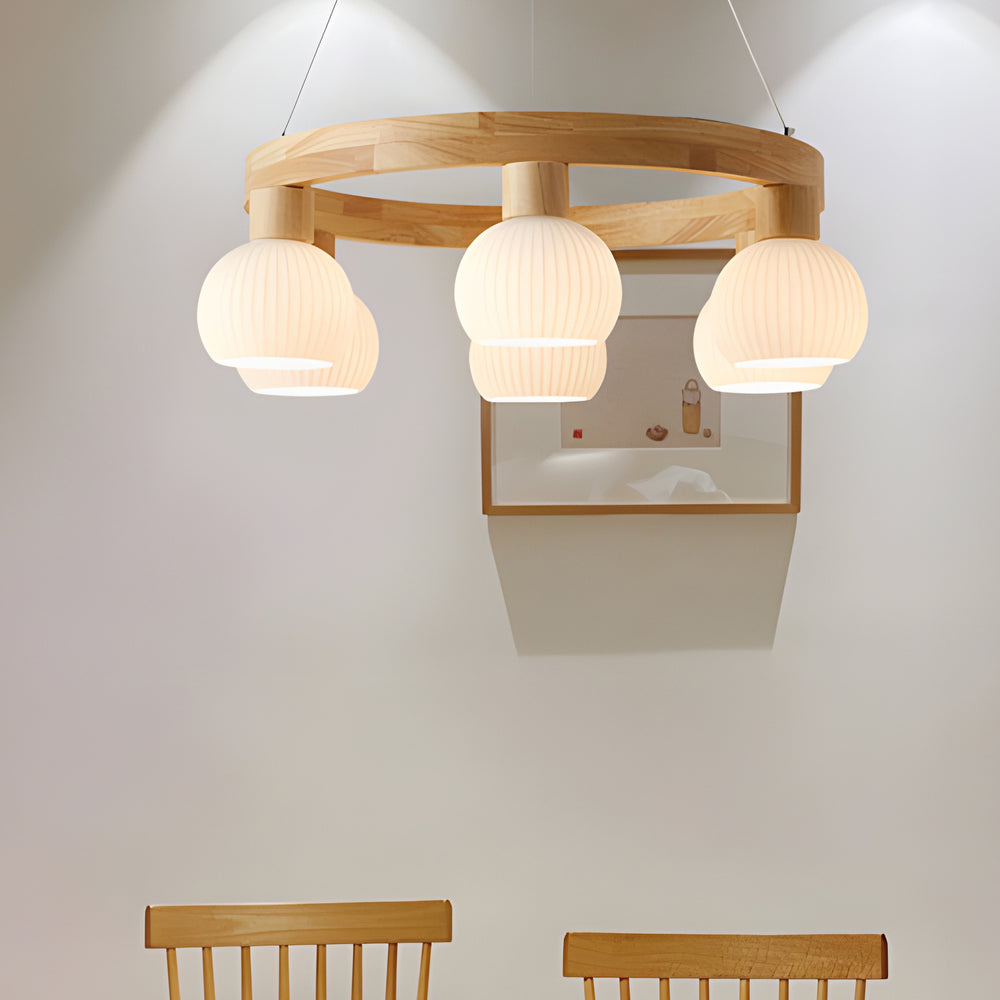 Glisaro | Scandinavische Houten Kroonluchter met 3-Staps Dimfunctie