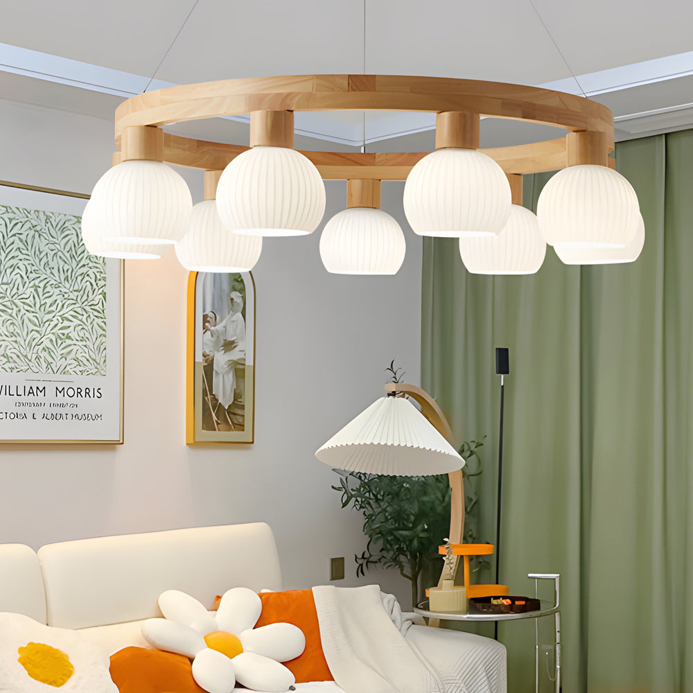 Glisaro | Scandinavische Houten Kroonluchter met 3-Staps Dimfunctie