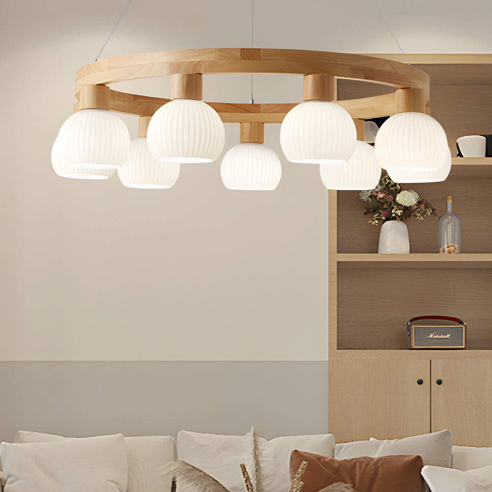 Glisaro | Scandinavische Houten Kroonluchter met 3-Staps Dimfunctie