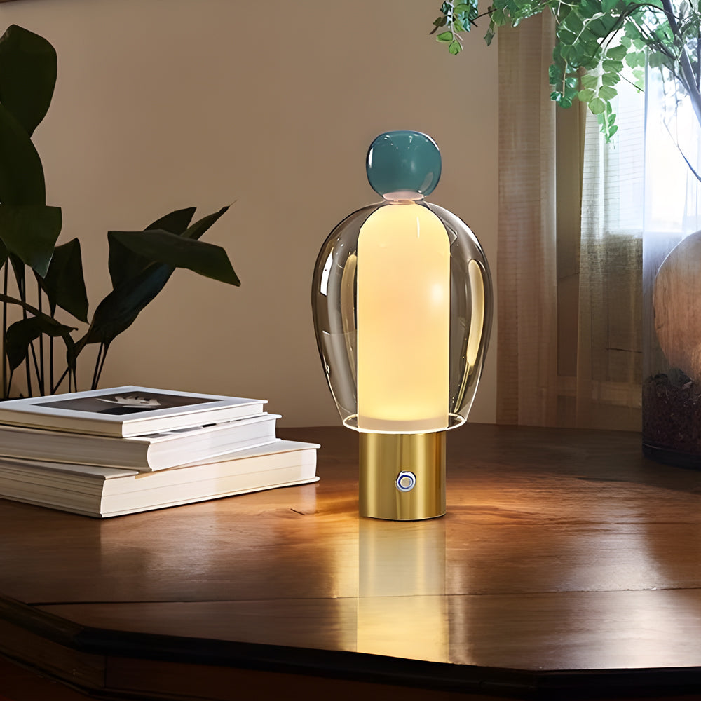 Moderne en draagbare dimbare tafellamp van helder glas