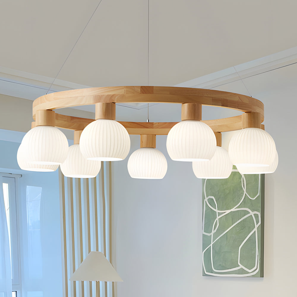 Glisaro | Scandinavische Houten Kroonluchter met 3-Staps Dimfunctie