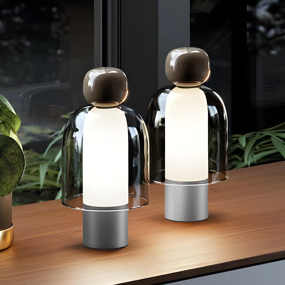 Moderne en draagbare dimbare tafellamp van helder glas