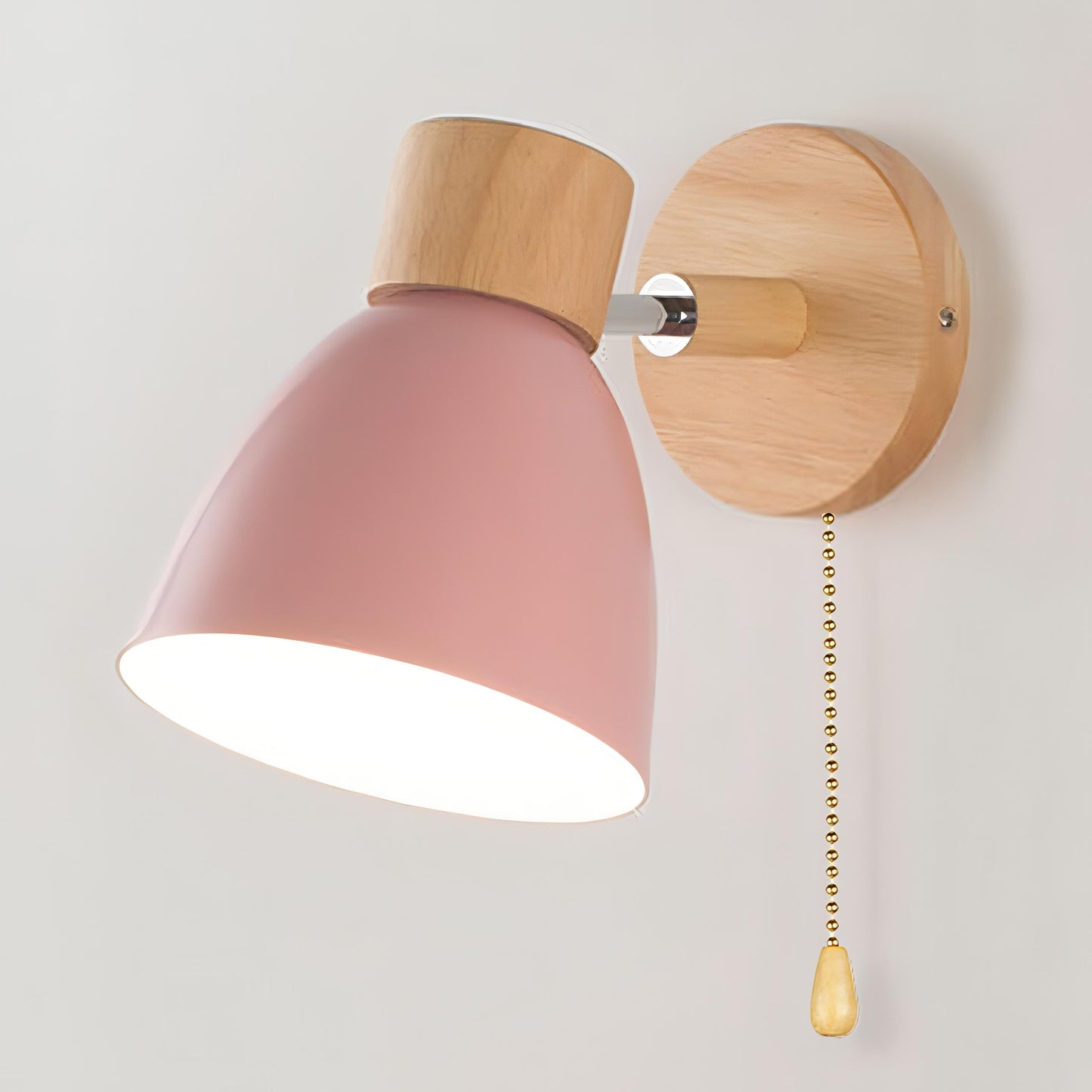 Jandiel - Scandinavisch-moderne wandlamp met hangende schakelaar van hout