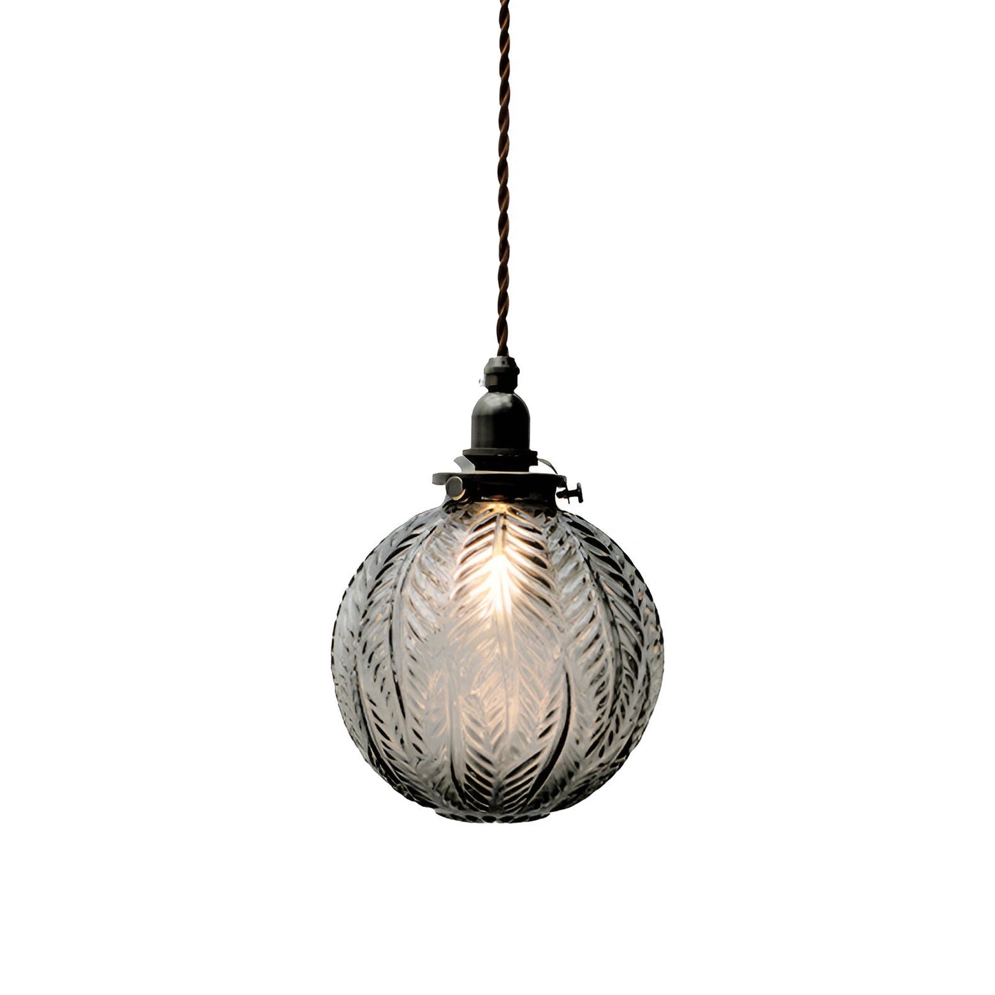 FeatherLight - Rookgrijze bol hanglamp van helder glas voor vintage charme