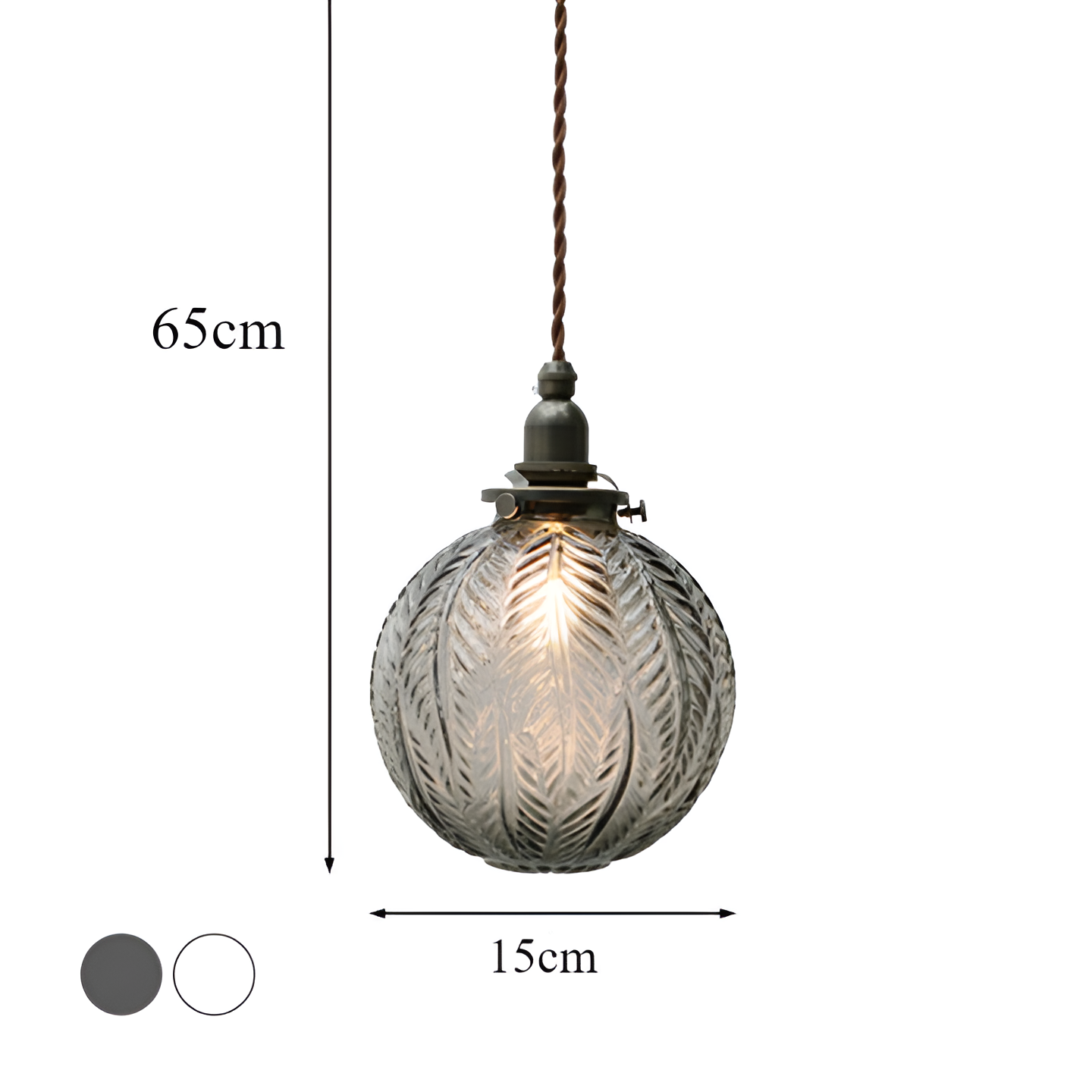 FeatherLight - Rookgrijze bol hanglamp van helder glas voor vintage charme