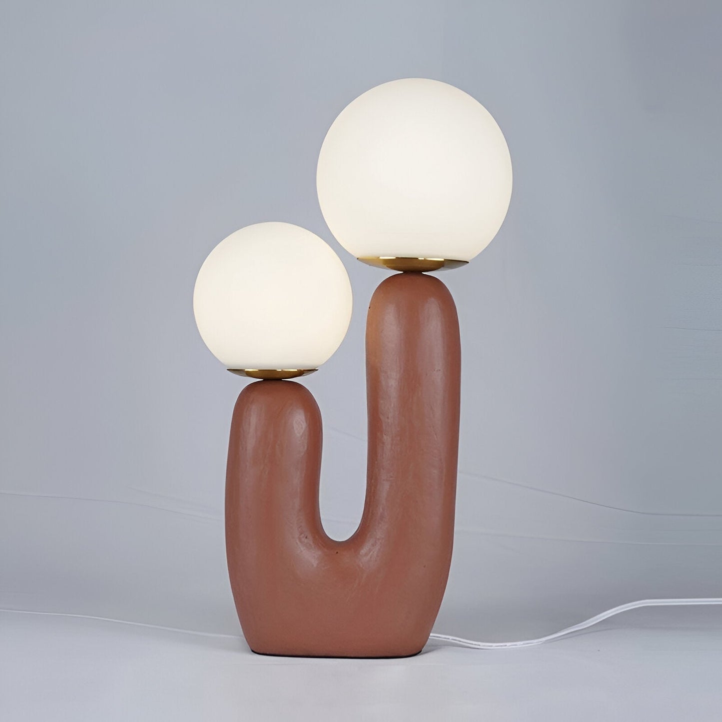 KaktusGlühen | Stijlvolle kunsthars tafellamp met twee glazen bollen voor een moderne en uitnodigende sfeer