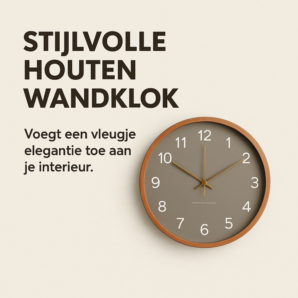 Stijlvolle Houten Wandklok | Scandinavische Stijl