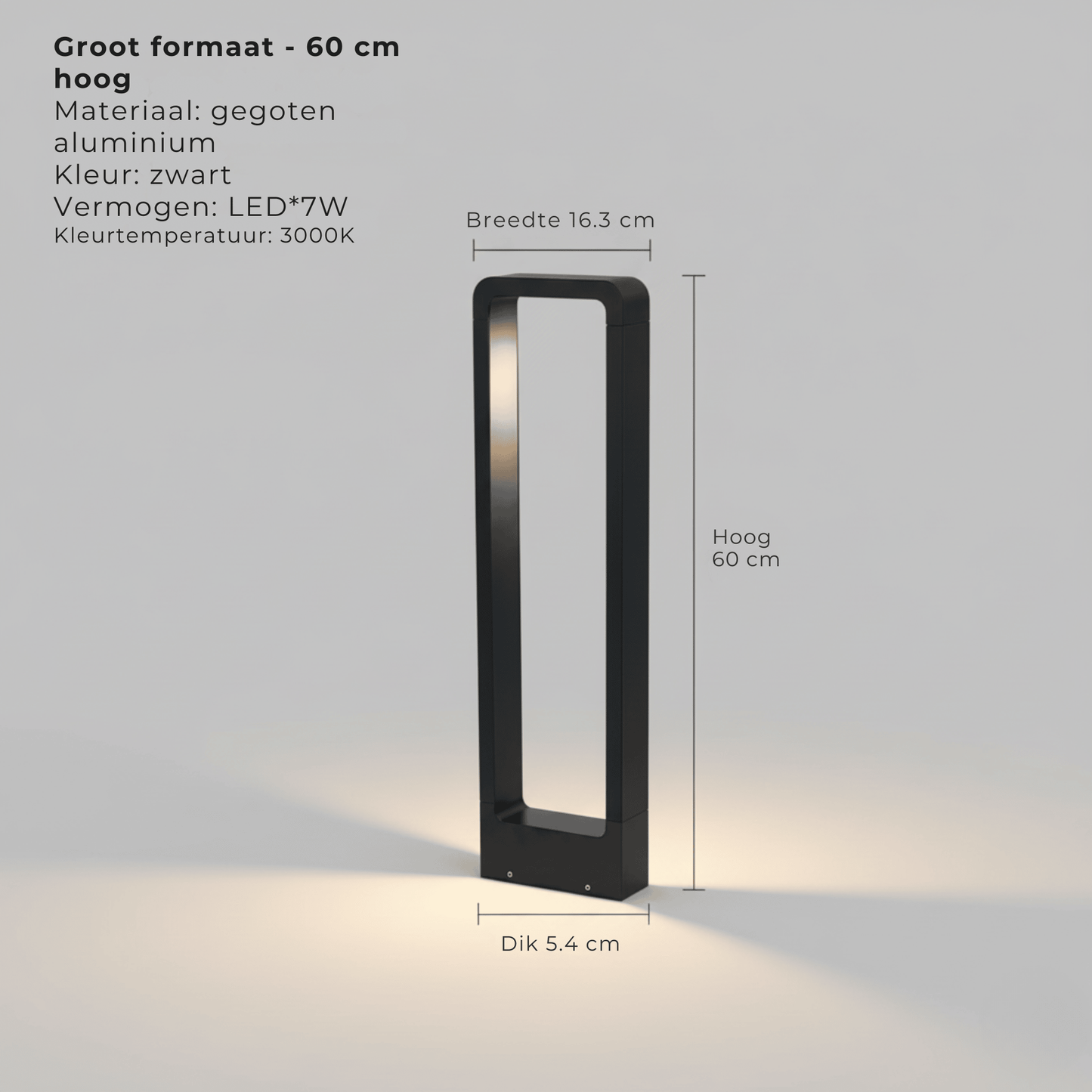 TerraLuxe – LED Buitenlamp 60cm, Moderne IP65 Tuinverlichting, Staande Grondlamp voor Pad, Oprit, Tuin & Terras, Warm Wit 3000K