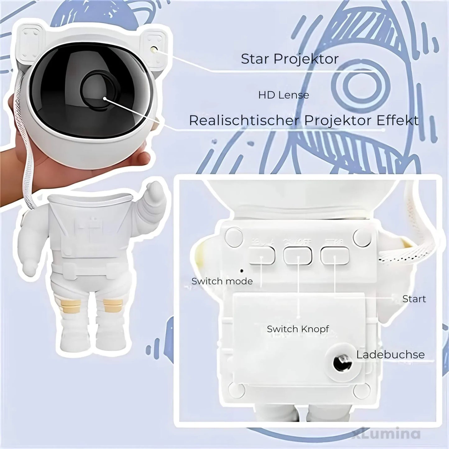 Astronaut sterrenhemel projectorlamp