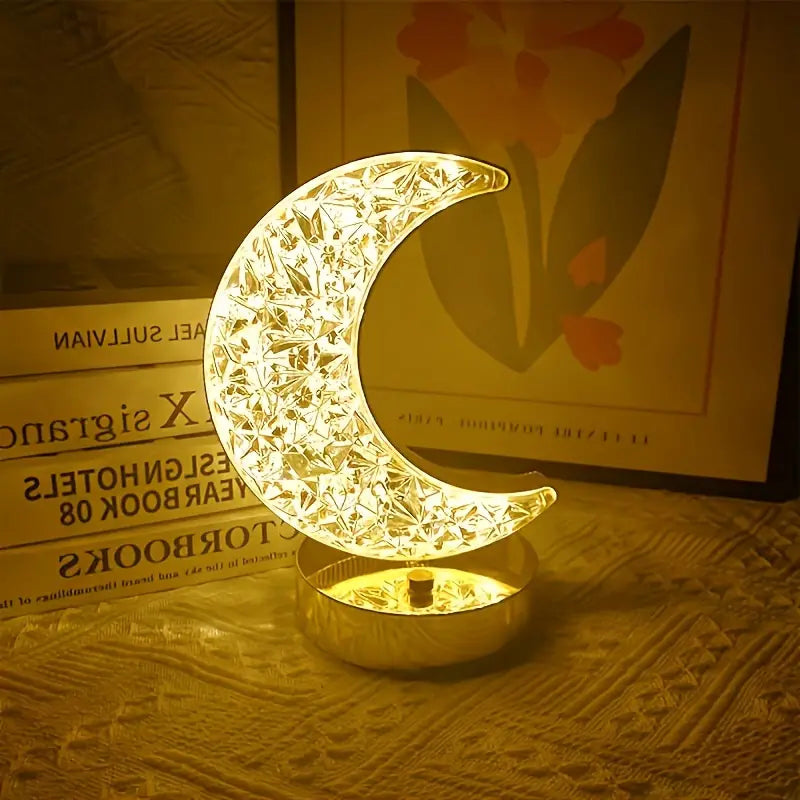 CrystalLume | Elegante en draagbare kristallen maan tafellamp