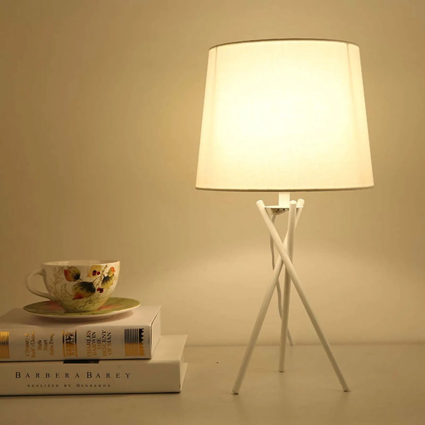 GlowWorks - Minimalistische tafellamp met nachtlampje van trommelstof