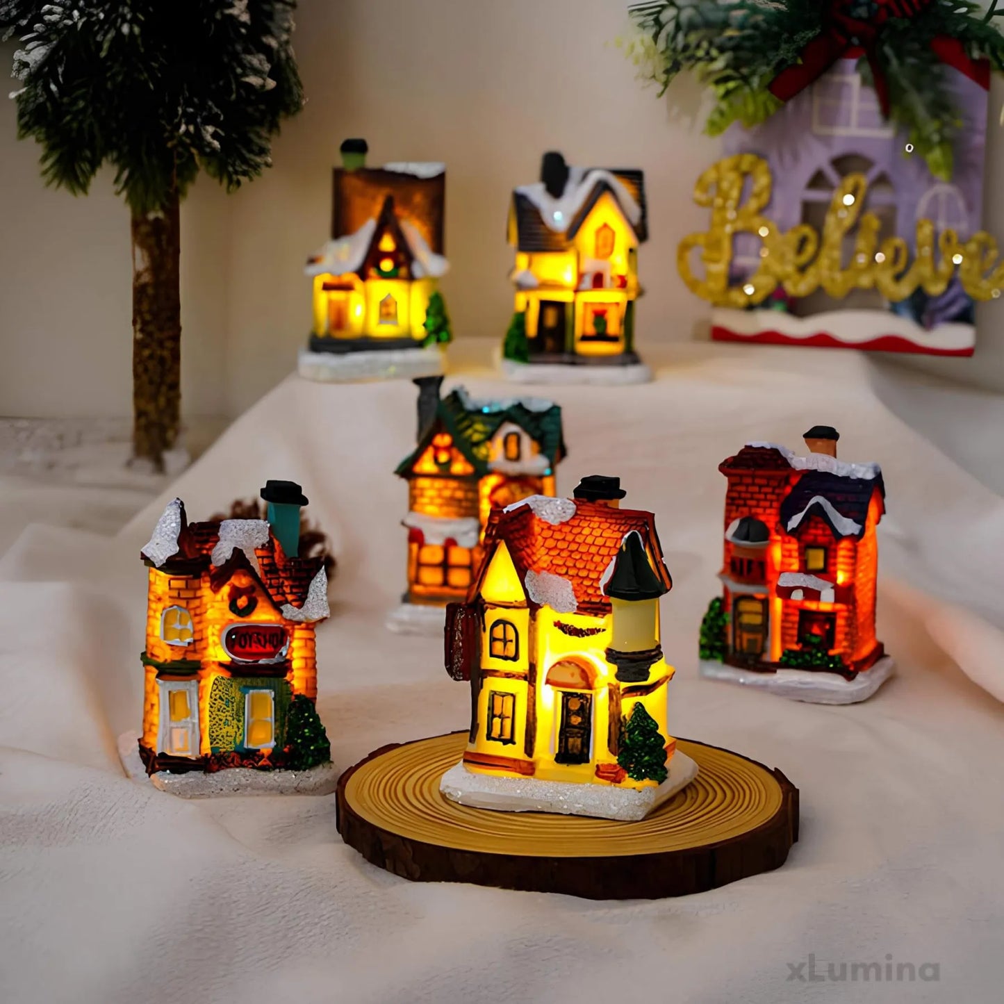 Microstar Kerst Miniatuurhuis met LED-verlichting – Sfeervolle Kerstdecoratie