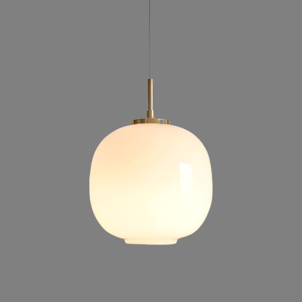 Moderne Scandinavische opaal glazen hanglamp met radius