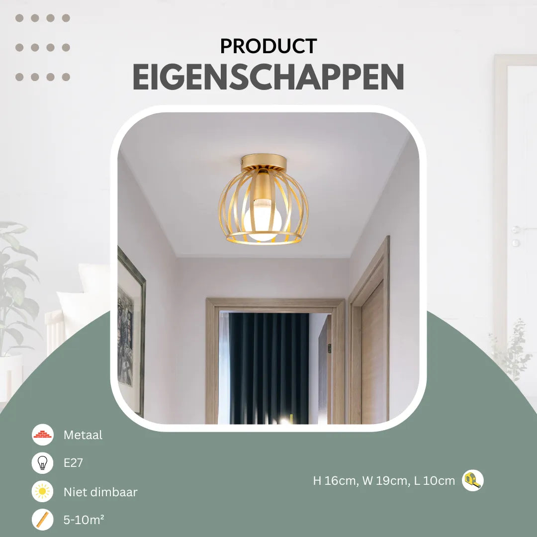 Aurun | Industriële plafondlamp goud
