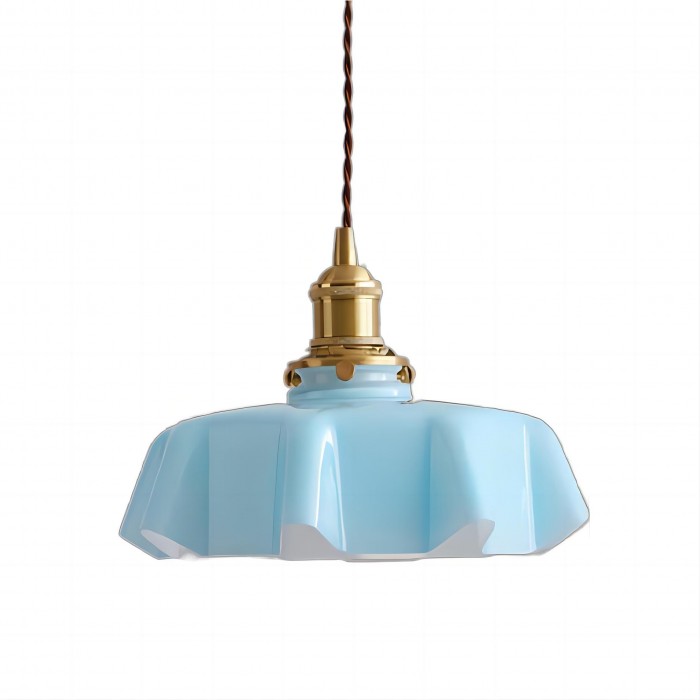 Retro glazen bloem crème hanglamp