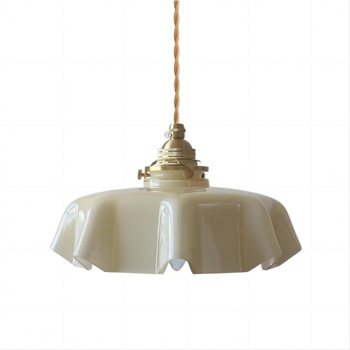 Retro glazen bloem crème hanglamp