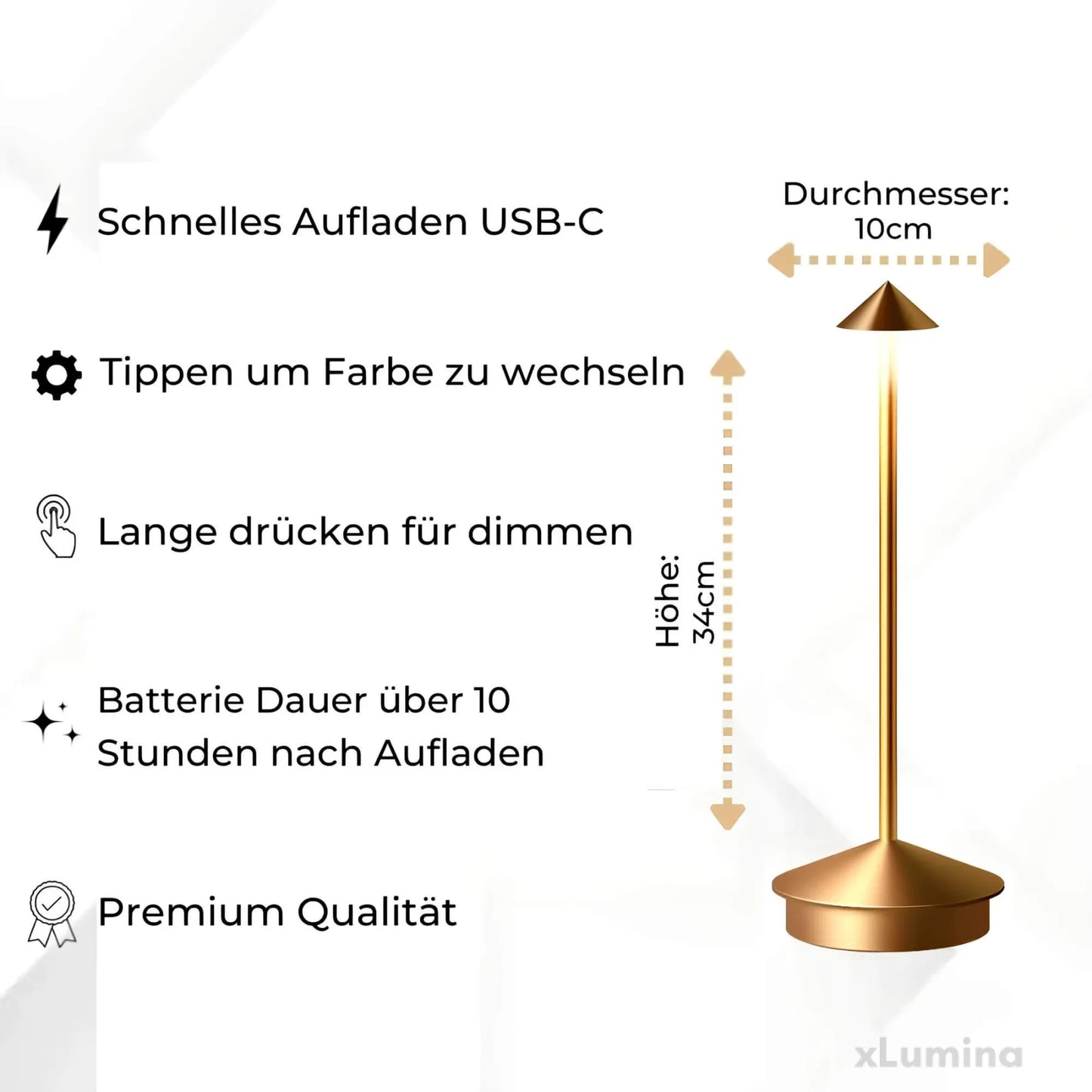 Shanghai LED Tafellamp – Dimbaar, Draadloos, Oplaadbaar, Modern Design