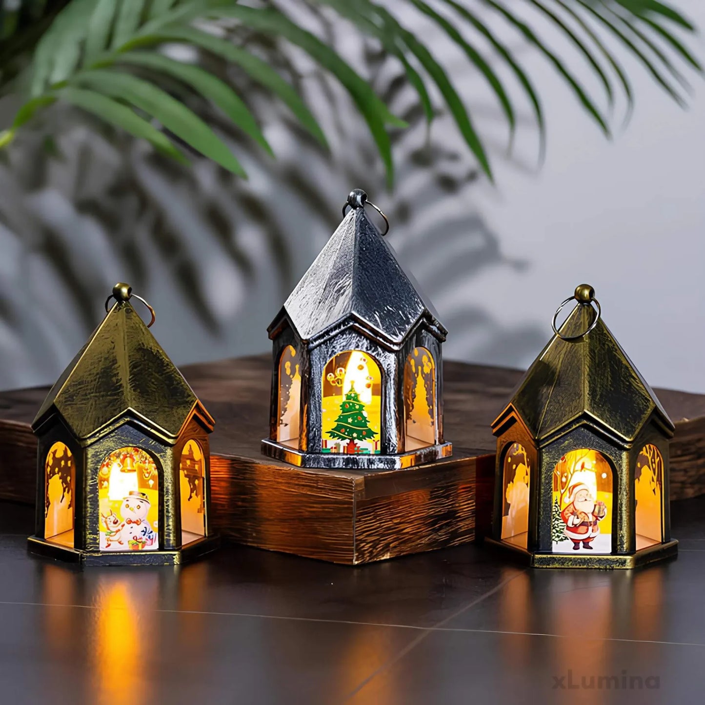 Kerstlantaarn - LED lamp Kerstman
