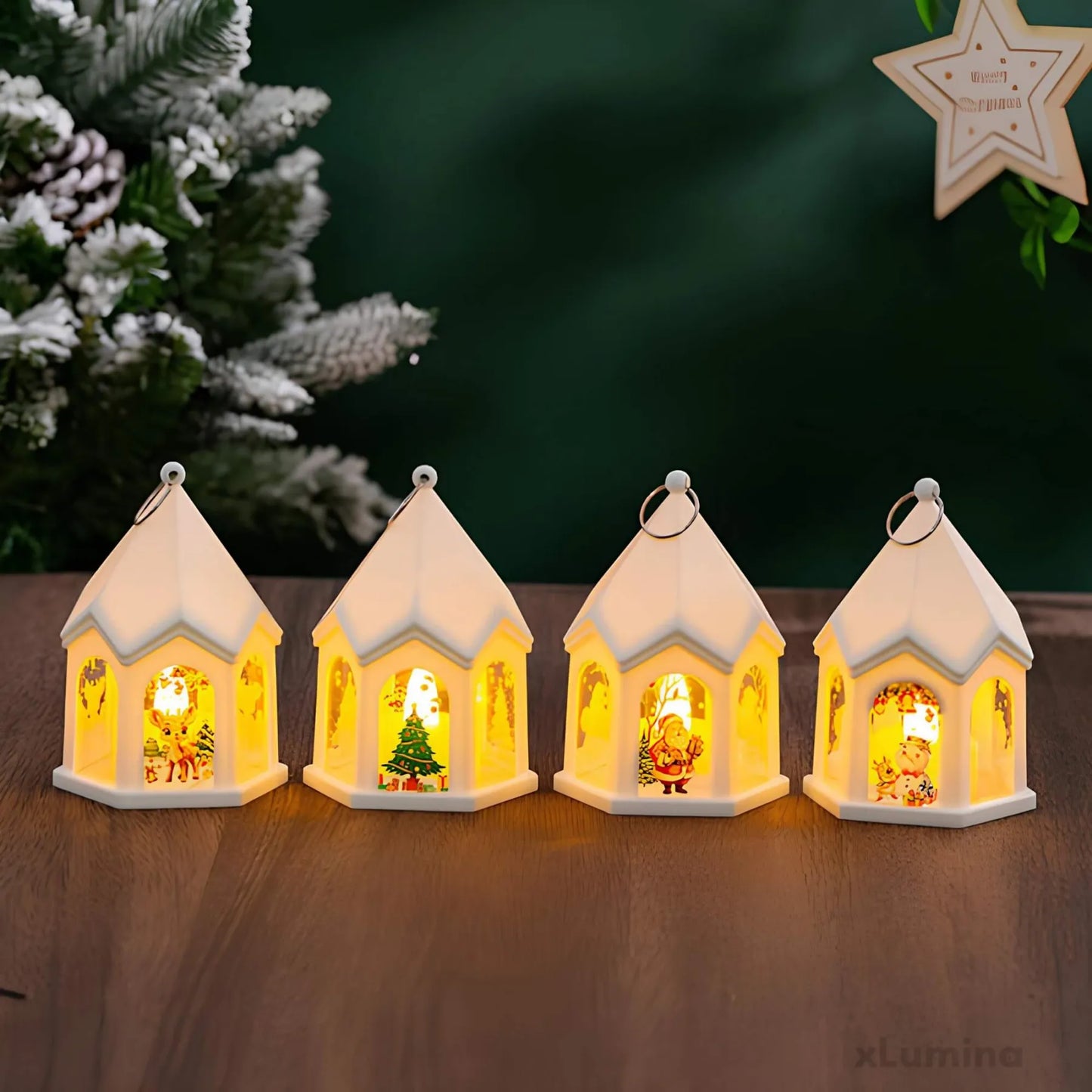 Kerstlantaarn - LED lamp Kerstman