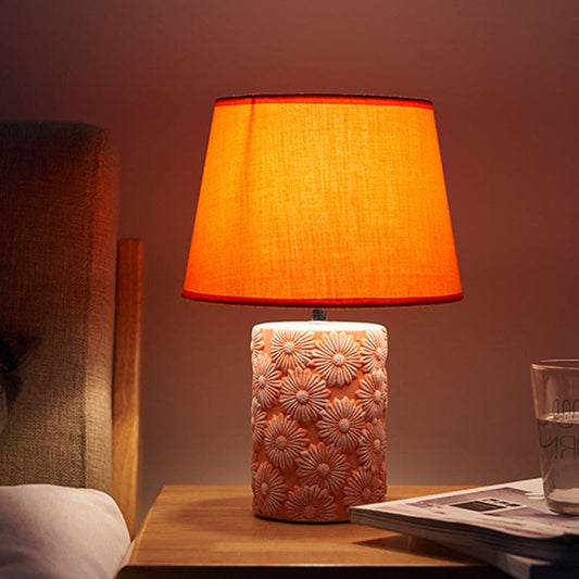 Zonnebloem lichtspel | Oranje tafellamp met creatief ontwerp