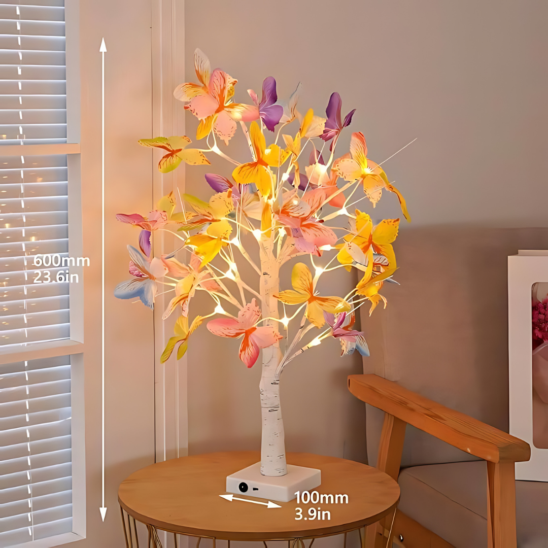 NaturLicht LED Tafellamp | Berkenboom Design met Kleurveranderende LED’s & USB/Batterijvoeding