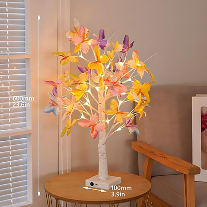 NaturLicht LED Tafellamp | Berkenboom Design met Kleurveranderende LED’s & USB/Batterijvoeding