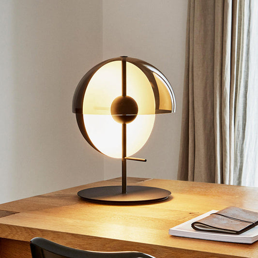 Glube Nachtkastlamp - Moderne Zwarte Tafellamp met Amber Glazen Kap