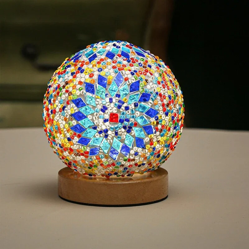 Elegante mozaïek LED lamp | Tafellamp met warme dimfunctie en USB-aansluiting