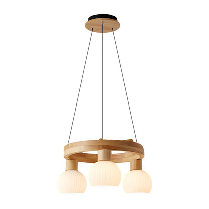 Glisaro | Scandinavische Houten Kroonluchter met 3-Staps Dimfunctie