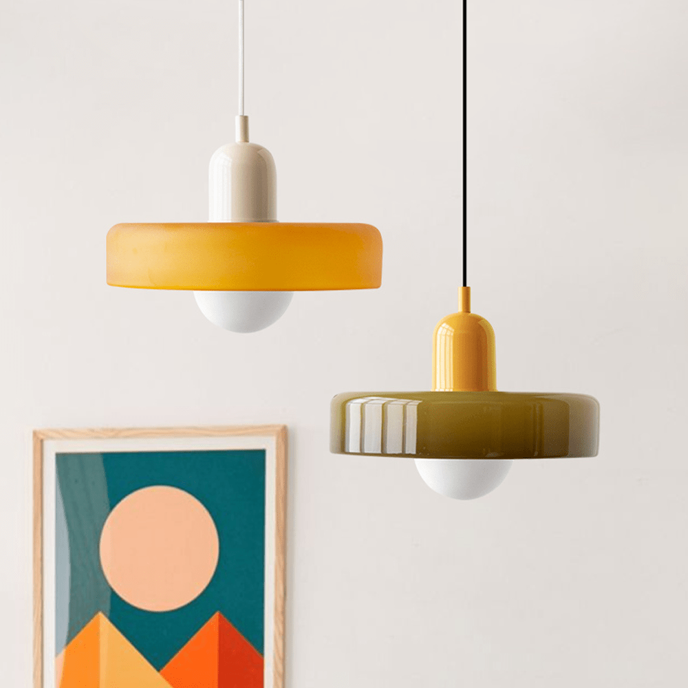 ColorLume | Geometrische Bauhaus Plafondlamp – Glazen Designlamp met Kleurrijke Accenten