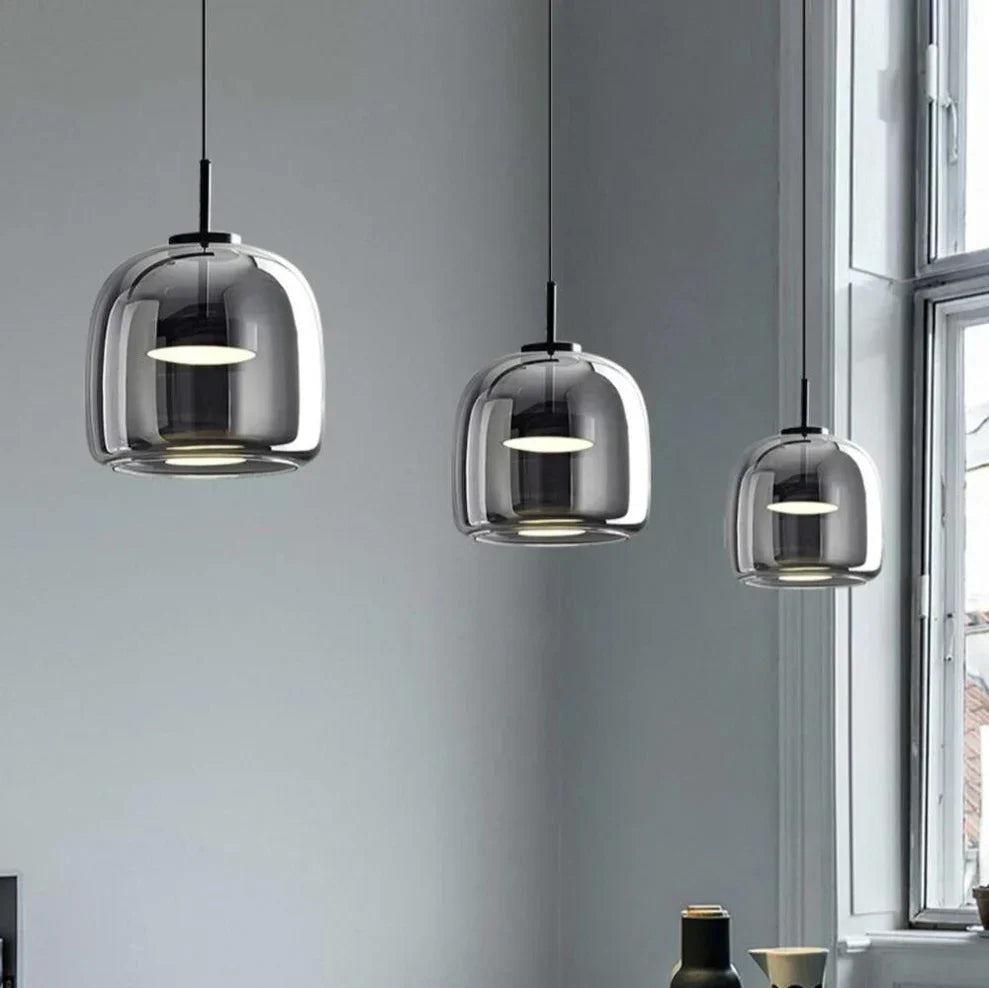NORULA Glazen Hanglamp – Scandinavisch Design met Zwarte Afwerking & E27 Fitting