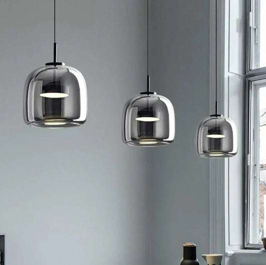 NORULA Glazen Hanglamp – Scandinavisch Design met Zwarte Afwerking & E27 Fitting