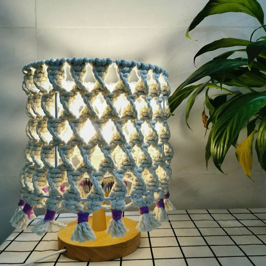 Rustiek nachtlampje van natuurlijk touw | Handgemaakte tafelverlichting