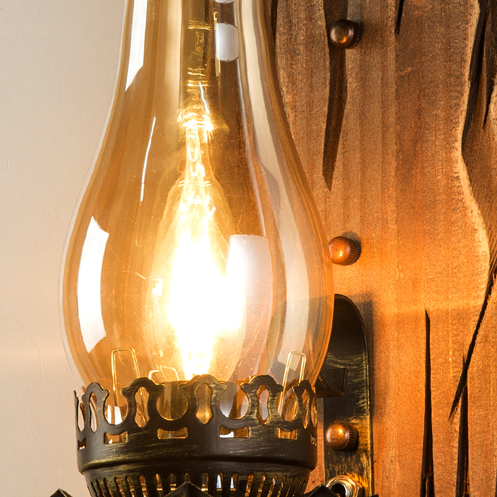 VintageHearth | Klassieke houten wandlamp
