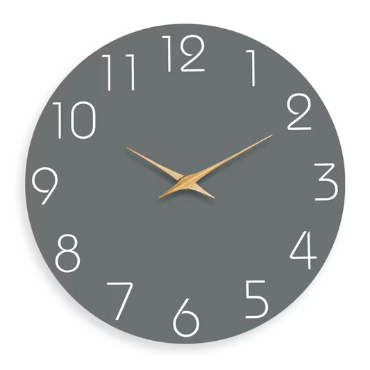 Casual Donkergrijze Houten Wandklok Silent Quartz