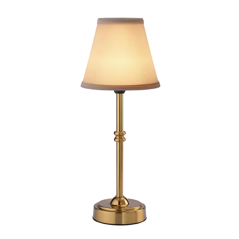 RetroLux LED tafellamp met elegante stoffen kap in vintage design
