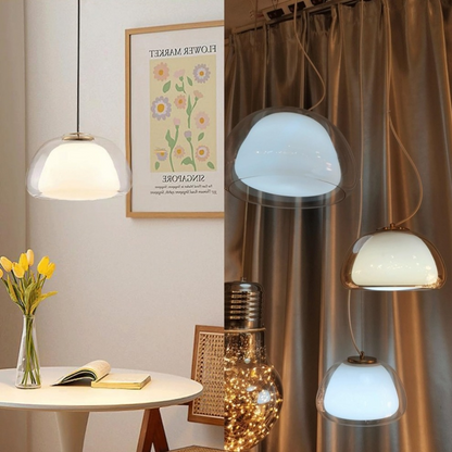 LUNARIA Hanglamp – Witte Glazen Bol met Diffuser – Elegant Design & E27 Fitting