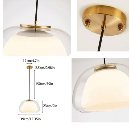 LUNARIA Hanglamp – Witte Glazen Bol met Diffuser – Elegant Design & E27 Fitting